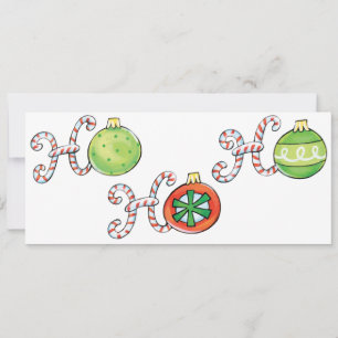 Schattige Kerstmis Ho Ho Ho, Kerststok Ornamenten Kaart