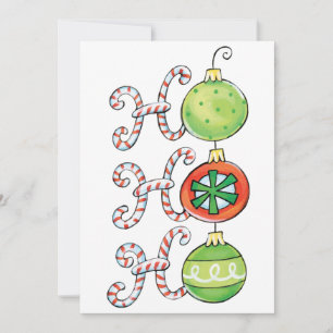 Schattige Kerstmis Ho Ho Ho, Kerststok Ornamenten Kaart
