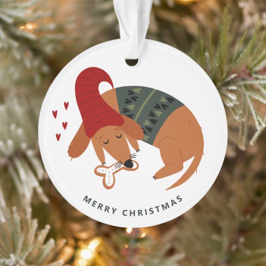 Schattige Kerstmis Hond Custom Tweezijdig Ornament (Boom)