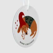 Schattige Kerstmis Hond Custom Tweezijdig Ornament (voorkant)