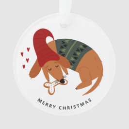 Schattige Kerstmis Hond Custom Tweezijdig Ornament