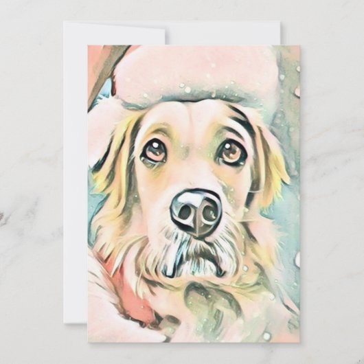 Schattige Kerstmis Hond Waterverf Feestdagenkaart (Voorkant)
