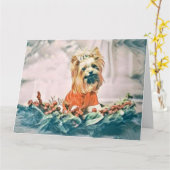  Schattige Kerstmis Hond Waterverf Kaart (Gele Bloem)