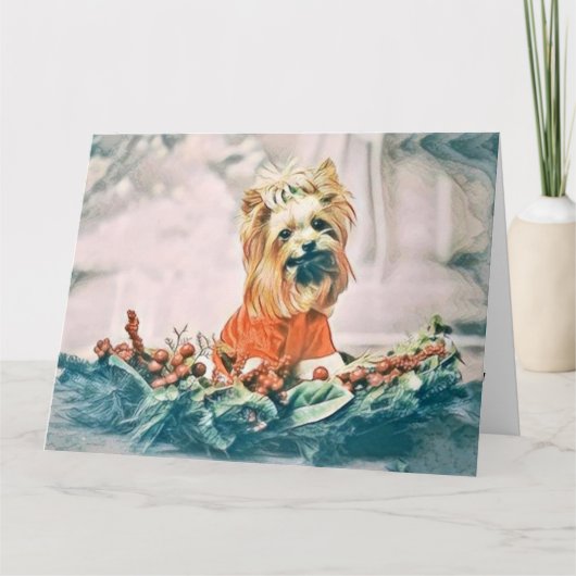  Schattige Kerstmis Hond Waterverf Kaart (Voorkant)