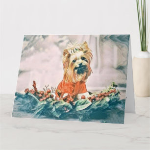  Schattige Kerstmis Hond Waterverf Kaart