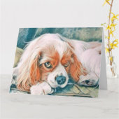 Schattige Kerstmis Hond Waterverf Kaart (Gele Bloem)