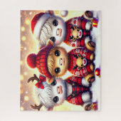 Schattige Kerstmis Hoogland Koeien Legpuzzel (Verticaal)