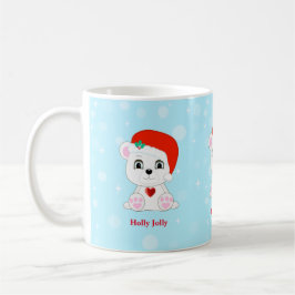 Schattige Kerstmis IJsbeer Cartoon op Lichtblauw Koffiemok