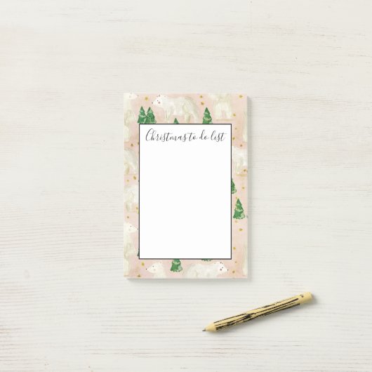 Schattige Kerstmis Ijsberen Kerst To-Do Lijst Post-it® Notes (Op bureau)