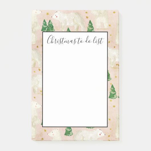 Schattige Kerstmis Ijsberen Kerst To-Do Lijst Post-it® Notes (Voorkant)