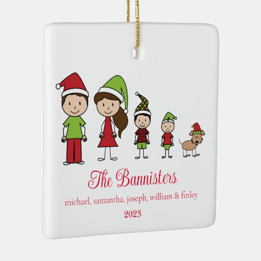 Schattige Kerstmis Karakter Familie met Huisdier Keramisch Ornament (Rechts)