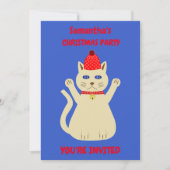 Schattige Kerstmis Kat Custom Party Kaart (Voorkant)