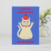 Schattige Kerstmis Kat Custom Party Kaart (Staand voorkant)