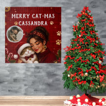 Schattige Kerstmis Katten Foto Naam