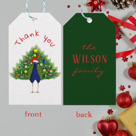 Schattige Kerstmis Kerstboom Pauw Bedankt  Cadeaulabel