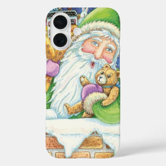 Schattige Kerstmis, Kerstman in Schoorsteen met Sp Case-Mate iPhone Case (Achterkant)