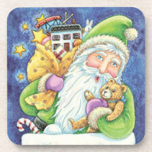 Schattige Kerstmis, Kerstman in Schoorsteen met Sp Drankjes Onderzetter