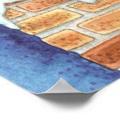 Schattige Kerstmis, Kerstman in Schoorsteen met Sp Poster (Hoek)