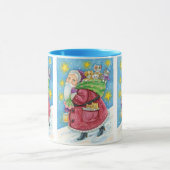 Schattige Kerstmis, Kerstman met Kittens en Katten Mok (Midden)