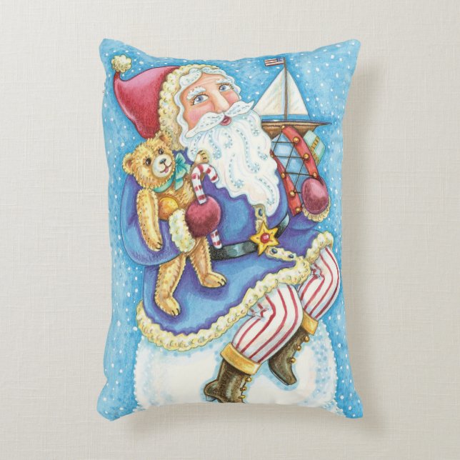 Schattige Kerstmis, Kerstman op Sneeuwbal met Spee Accent Kussen (Voorkant(Verticaal))