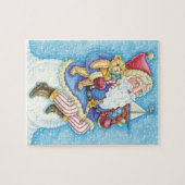 Schattige Kerstmis, Kerstman op Sneeuwbal met Spee Legpuzzel (Horizontaal)