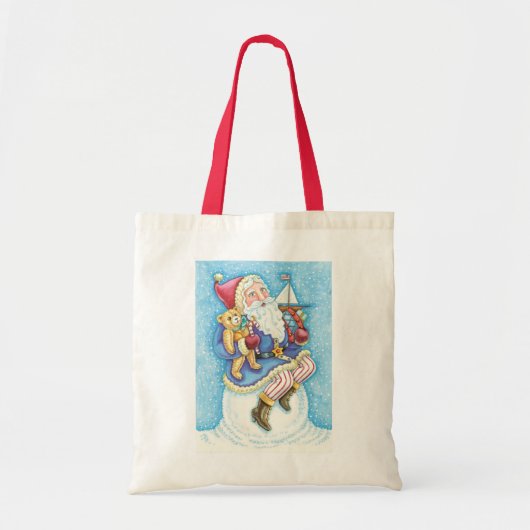 Schattige Kerstmis, Kerstman op Sneeuwbal met Spee Tote Bag (Voorkant)