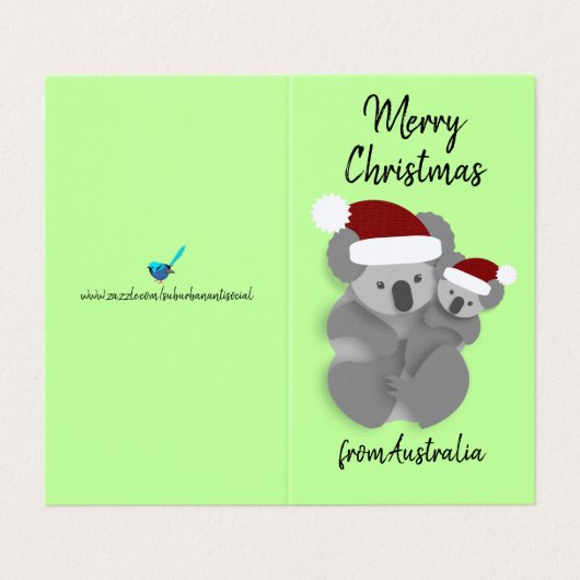Schattige Kerstmis Koala en Joey Kaart (Buitenkant ongevouwen)