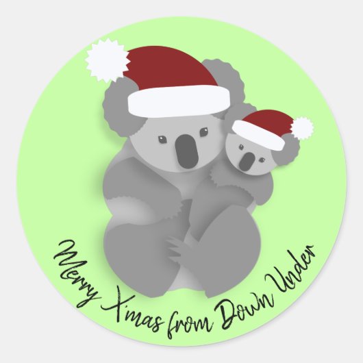 Schattige Kerstmis Koala en Joey Ronde Sticker (Voorkant)