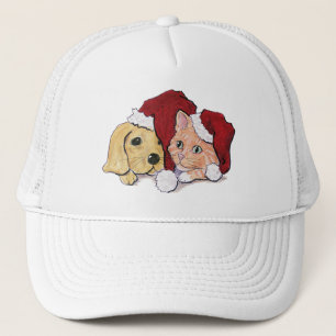Schattige Kerstmis Labrador Puppy en Oranje Lapjes Trucker Pet