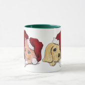 Schattige Kerstmis Labrador Puppy en Oranje Tabby Mok (Midden)