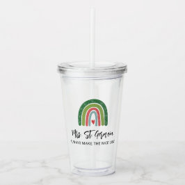 Schattige Kerstmis Leraar Regenboog Goede Lijst Acryl Drinkbeker
