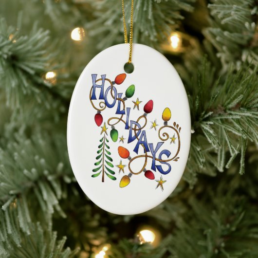 Schattige Kerstmis, Lichtjes en Sterren met Vakant Keramisch Ornament (Boom)