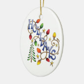 Schattige Kerstmis, Lichtjes en Sterren met Vakant Keramisch Ornament (Links)