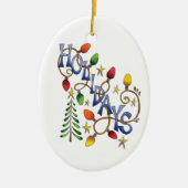 Schattige Kerstmis, Lichtjes en Sterren met Vakant Keramisch Ornament (Voorkant)