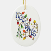 Schattige Kerstmis, Lichtjes en Sterren met Vakant Keramisch Ornament (Achterkant)