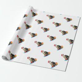Schattige Kerstmis Merlin Kat Cadeaupapier