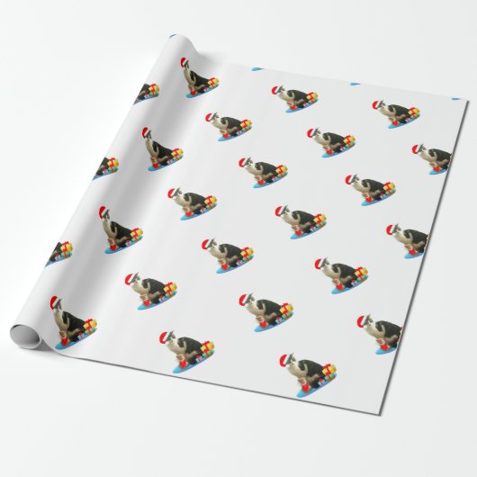 Schattige Kerstmis Merlin Kat Cadeaupapier (Uitgerold)