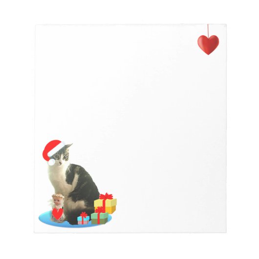 Schattige Kerstmis Merlin Kat Notitieblok (Voorkant)