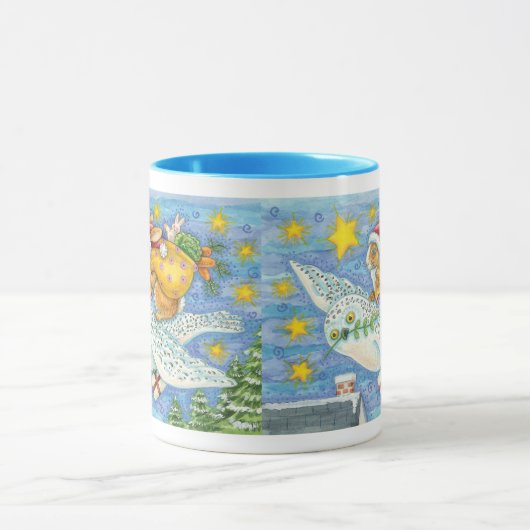 Schattige Kerstmis met Konijn als Kerstman op Uil Mok (Midden)