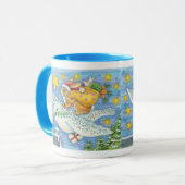 Schattige Kerstmis met Konijn als Kerstman op Uil Mok (Voorkant links)