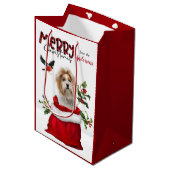 Schattige Kerstmis met Shih Tzu Dog Medium Cadeauzakje (Voorkant Gekanteld)