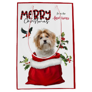 Schattige Kerstmis met Shih Tzu Dog Medium Cadeauzakje