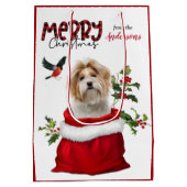 Schattige Kerstmis met Shih Tzu Dog Medium Cadeauzakje (Achterkant)