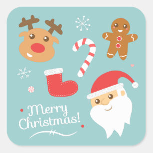 Schattige Kerstmis met Sinterklaas, Rendieren, Pep Vierkante Sticker