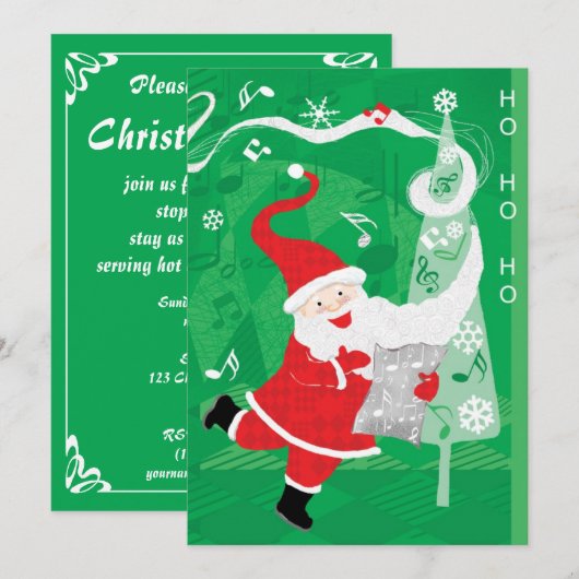 Schattige Kerstmis, Muziek Sinterklaas Feestuitnod Kaart (Voorkant / Achterkant)
