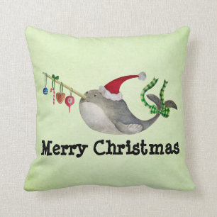 Schattige Kerstmis Narwal Kussen