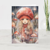 Schattige Kerstmis Paddenstoel Pixie Kaart (Voorkant)