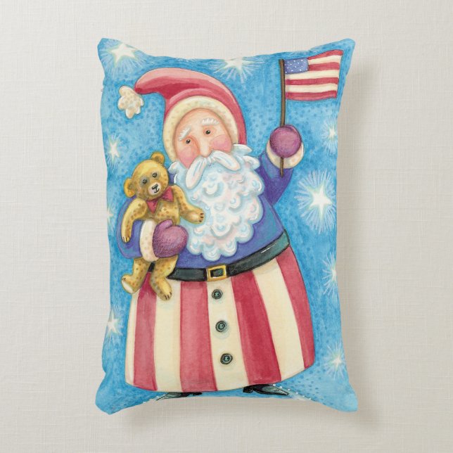 Schattige Kerstmis, Patriottische Kerstman met Vla Accent Kussen (Voorkant(Verticaal))
