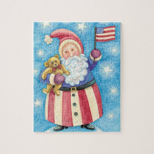 Schattige Kerstmis, Patriottische Kerstman met Vla Legpuzzel (Verticaal)