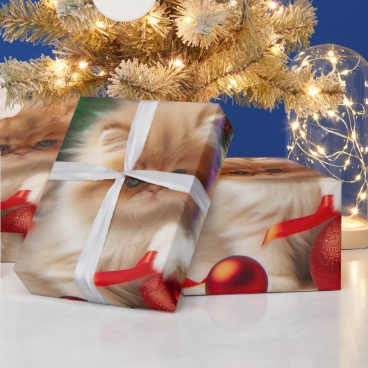 Schattige Kerstmis Perzische Kat Inpakpapier (Feestdagen)